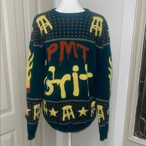 PMT Grit Graphic Crewneck Sweater - Navy and Yellow